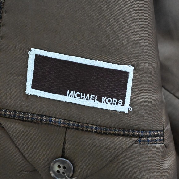 Michael Kors 42R Brown Plaid 100% Wool Mens Blazer Suit Jacket Sport Coat - Picture 16 of 16